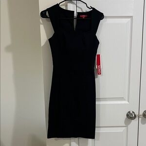 XOXO Classic Black Cap-Sleeve Sheath Dress